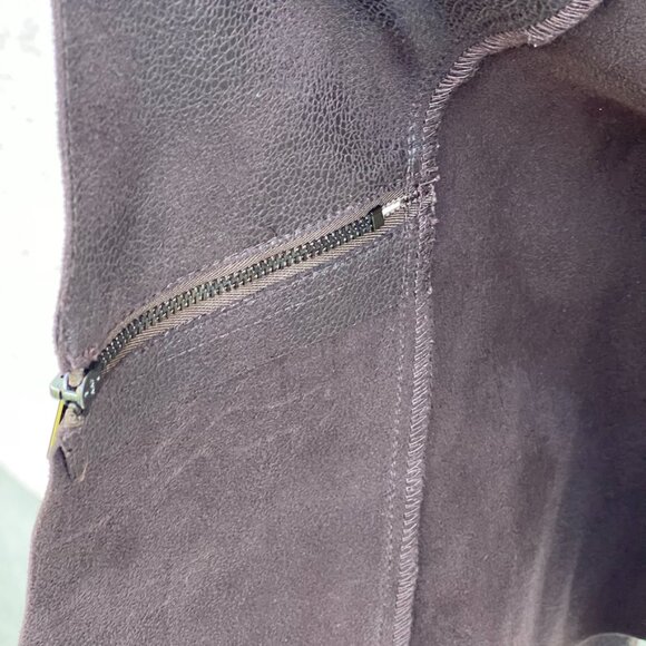 Brown blazer jacket long sleeves lightweight faux suede leather look size 10 - Picture 6 of 6